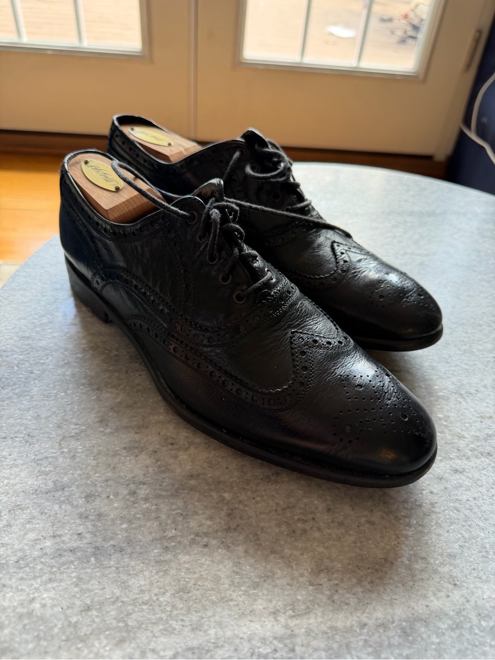 Bostonian Men’s Black Leather Wingtip Oxford Shoes Size 9.5